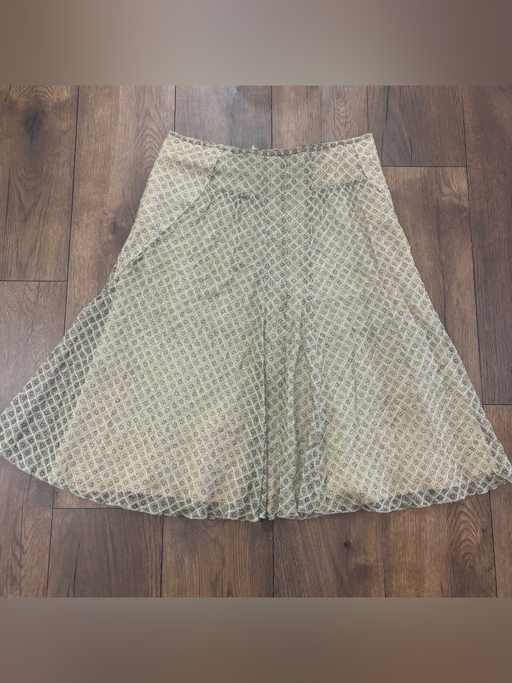 Irene Van Ryb Silk Blend Midi Skirt, Size Large